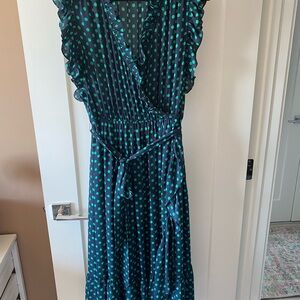 Kate Spade Blue Maxi Dress V-neck Flutter Sleeve